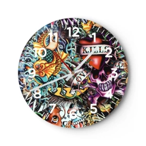 Horloge murale - Pendule murale - Le rêve du tatoueur - 40x40 cm