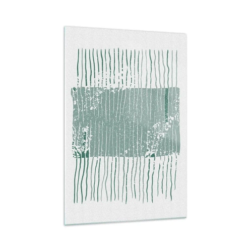 Impression sur verre - Image sur verre - Motif géométrique dans les tons vert mer et blanc - 70x100cm - Abstraction de la mer - Décoration murale moderne pour le salon et la chambre ARTTOR