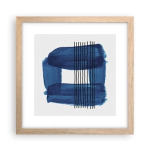 Affiche dans un chêne clair - Poster - Composition noire-bleue - 30x30 cm