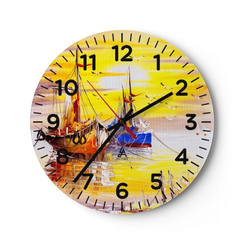 Horloge murale - Pendule murale - Un repos bien mérité au port - 40x40 cm
