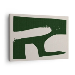 Impression sur toile - Image sur toile - Abstrait minimaliste en vert sur fond clair - 70x50cm - Baies blanches - Décoration murale moderne pour le salon et la chambre ARTTOR