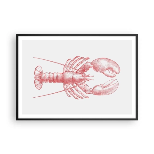 Affiche dans un cadre noir - Poster - Dessin d'un homard dans une teinte rouge - 100x70cm - Un homard digne d'Homère - Décoration murale moderne pour le salon et la chambre ARTTOR