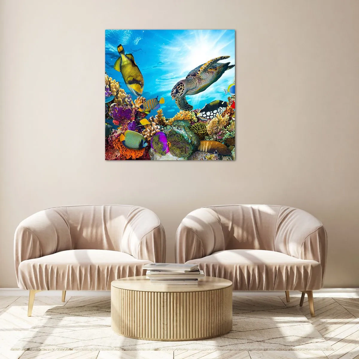 Impression sur verre - Image sur verre - Promenade de corail - 30x30 cm