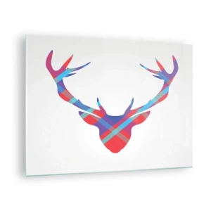 Impression sur verre - Image sur verre - Image géométrique d'un cerf aux couleurs pastel - 70x50cm - Cerf écossais - Décoration murale moderne pour le salon et la chambre ARTTOR