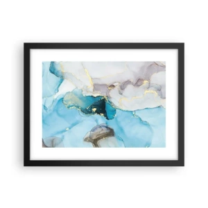 Affiche dans un cadre noir - Poster - Etude de la rencontre gris et turquoise - 40x30 cm