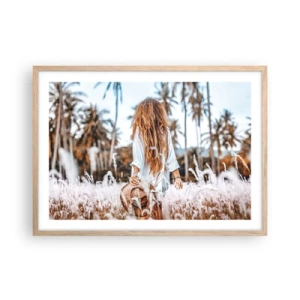 Affiche dans un chêne clair - Poster - Né de peluches d'herbe - 70x50 cm