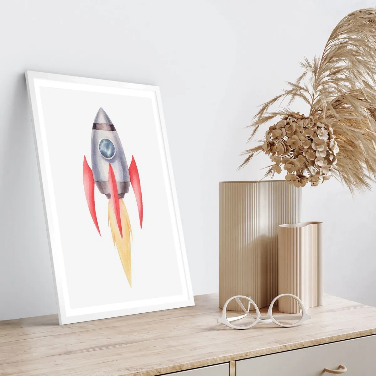 Affiche dans un cadre blanc - Poster - Plus haut, plus vite, plus loin - 70x100 cm
