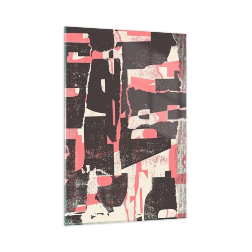 Impression sur verre - Image sur verre - Une composition abstraite dans les tons de rose et de marron. - 80x120cm - Tout ce tapage - Décoration murale moderne pour le salon et la chambre ARTTOR