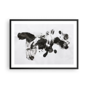 Affiche dans un cadre noir - Poster - Composition abstraite de taches noires sur fond blanc - 70x50cm - De la méthode dans la folie ? - Décoration murale moderne pour le salon et la chambre ARTTOR