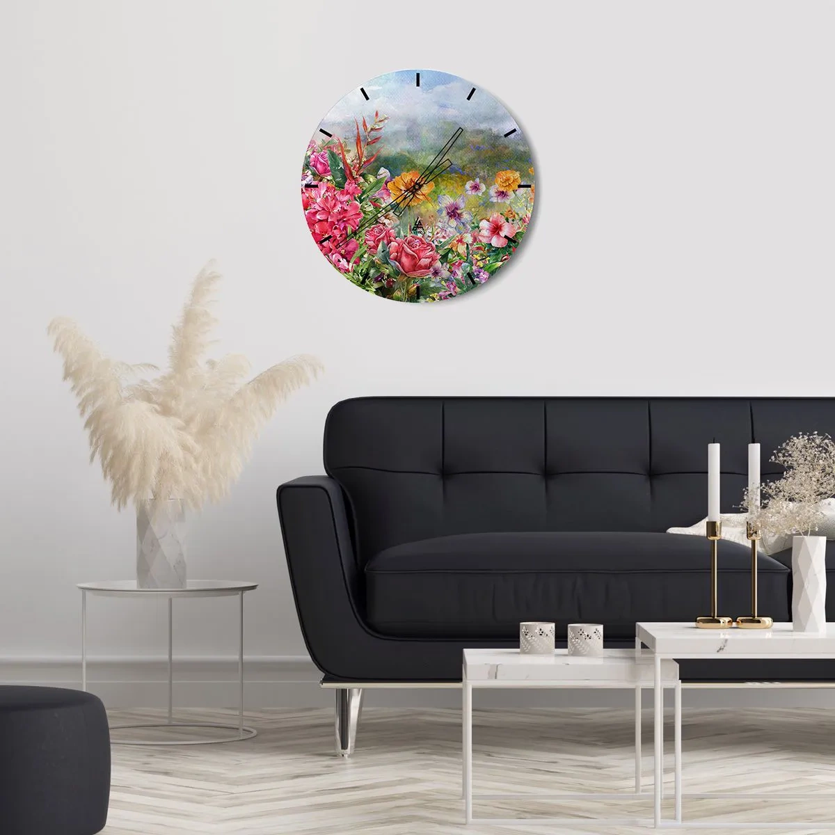 Horloge murale - Pendule murale - Un jardin devenu fou - 40x40 cm