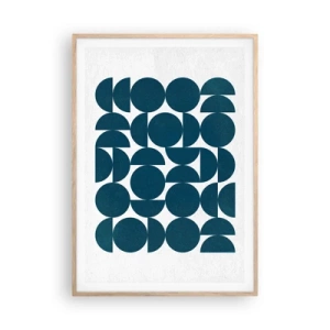Affiche dans un chêne clair - Poster - Cercles et demi-cercles - 70x100 cm
