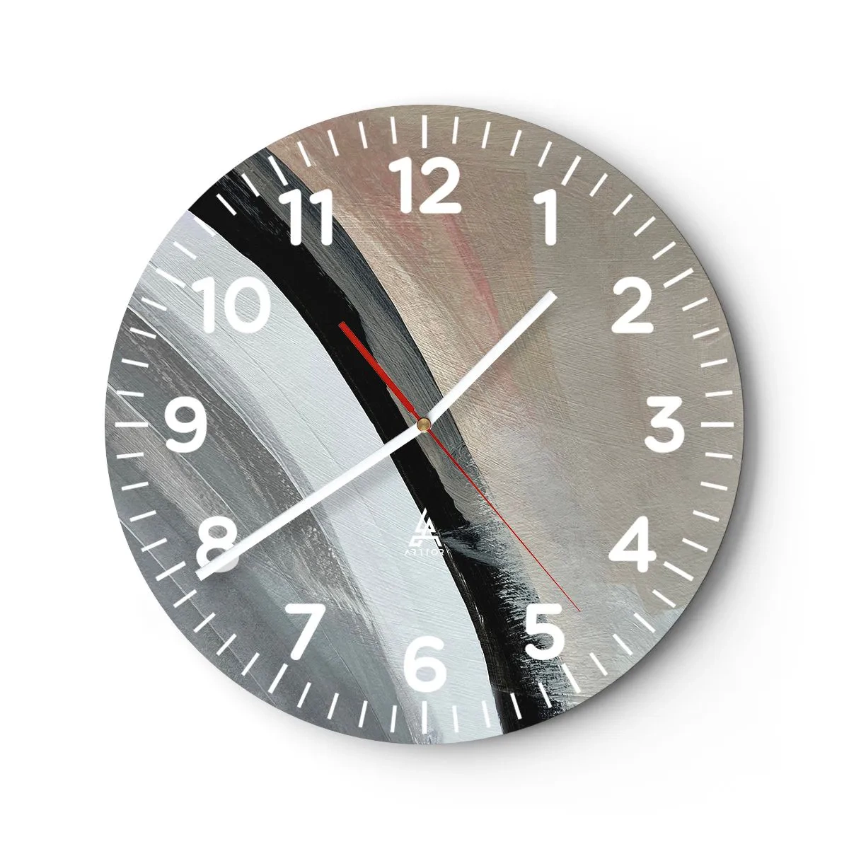 Horloge murale - Pendule murale - Composition : arc de noir et gris - 40x40 cm