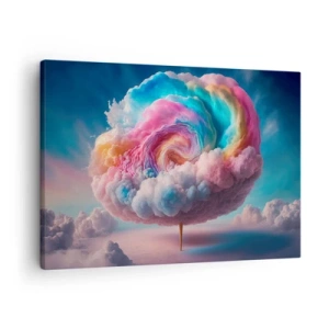 Impression sur toile - Image sur toile - Un nuage en forme de spirale aux couleurs pastel dans le ciel - 70x50cm - Le rêve d'un parc d'attractions - Décoration murale moderne pour le salon et la chambre ARTTOR