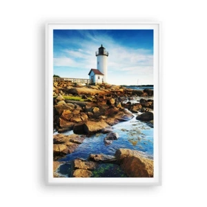 Affiche dans un cadre blanc - Poster - Revenez heureux, j'attends - 70x100 cm