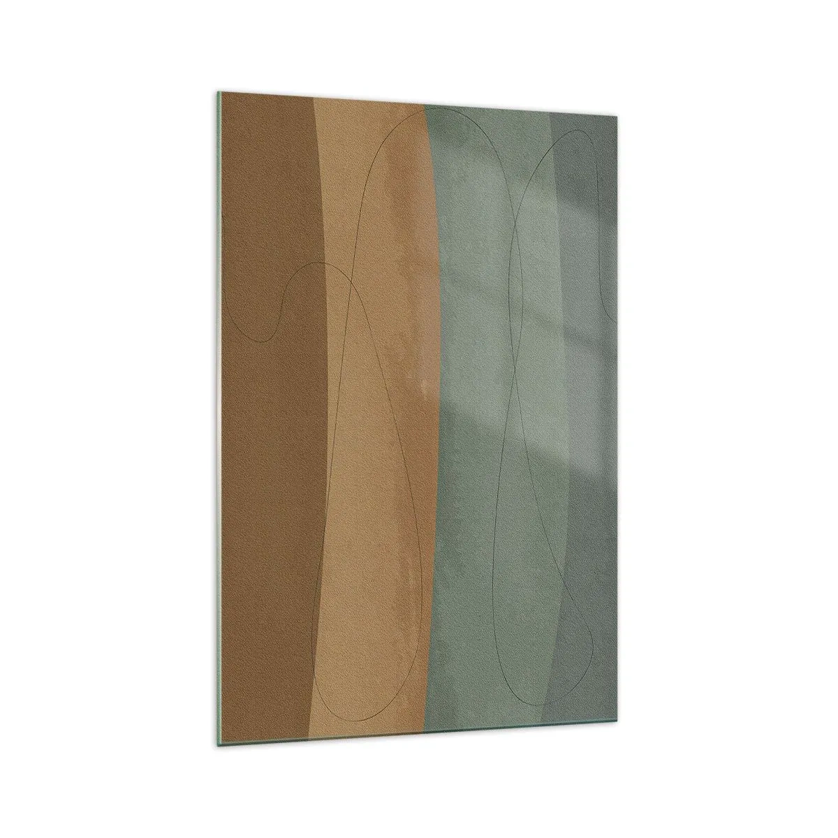 Impression sur verre - Image sur verre - Composition abstraite dans des tons de terre naturels - 70x100cm - Composition horizontale - Décoration murale moderne pour le salon et la chambre ARTTOR