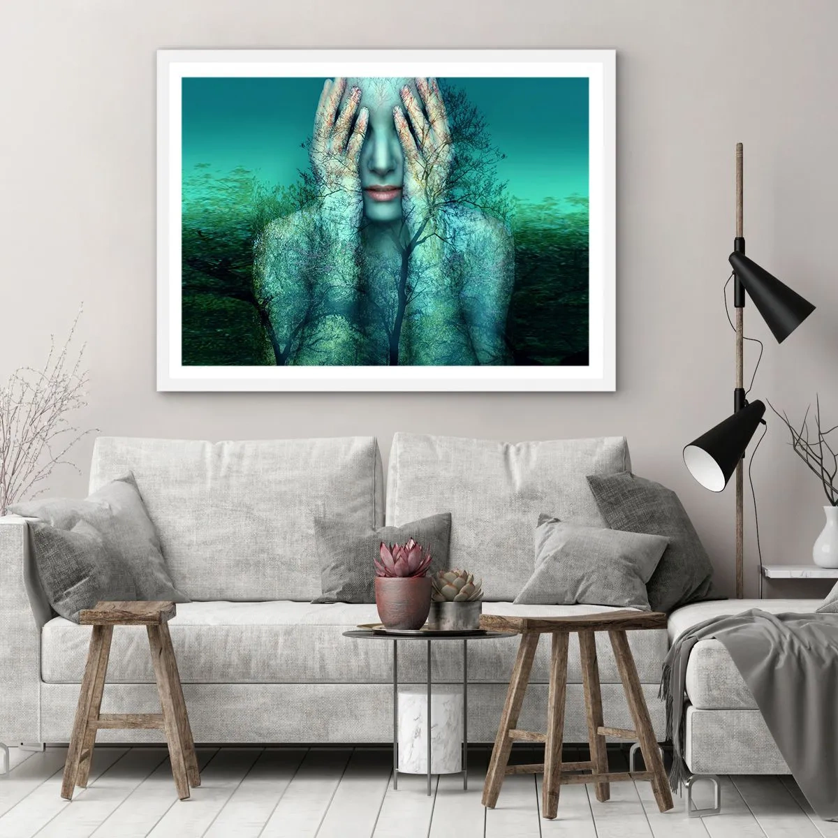 Affiche dans un cadre blanc - Poster - immergé dans l'azur - 40x30 cm