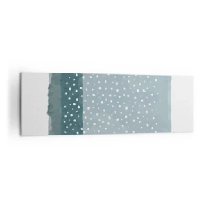 Impression sur toile - Image sur toile - Une peinture minimaliste dans des tons de bleu avec des pois - 160x50cm - Évolution de bleus - Décoration murale moderne pour le salon et la chambre ARTTOR
