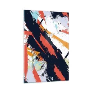 Impression sur verre - Image sur verre - Coups de pinceau abstraits aux couleurs vives - 80x120cm - Composition dynamique - Décoration murale moderne pour le salon et la chambre ARTTOR
