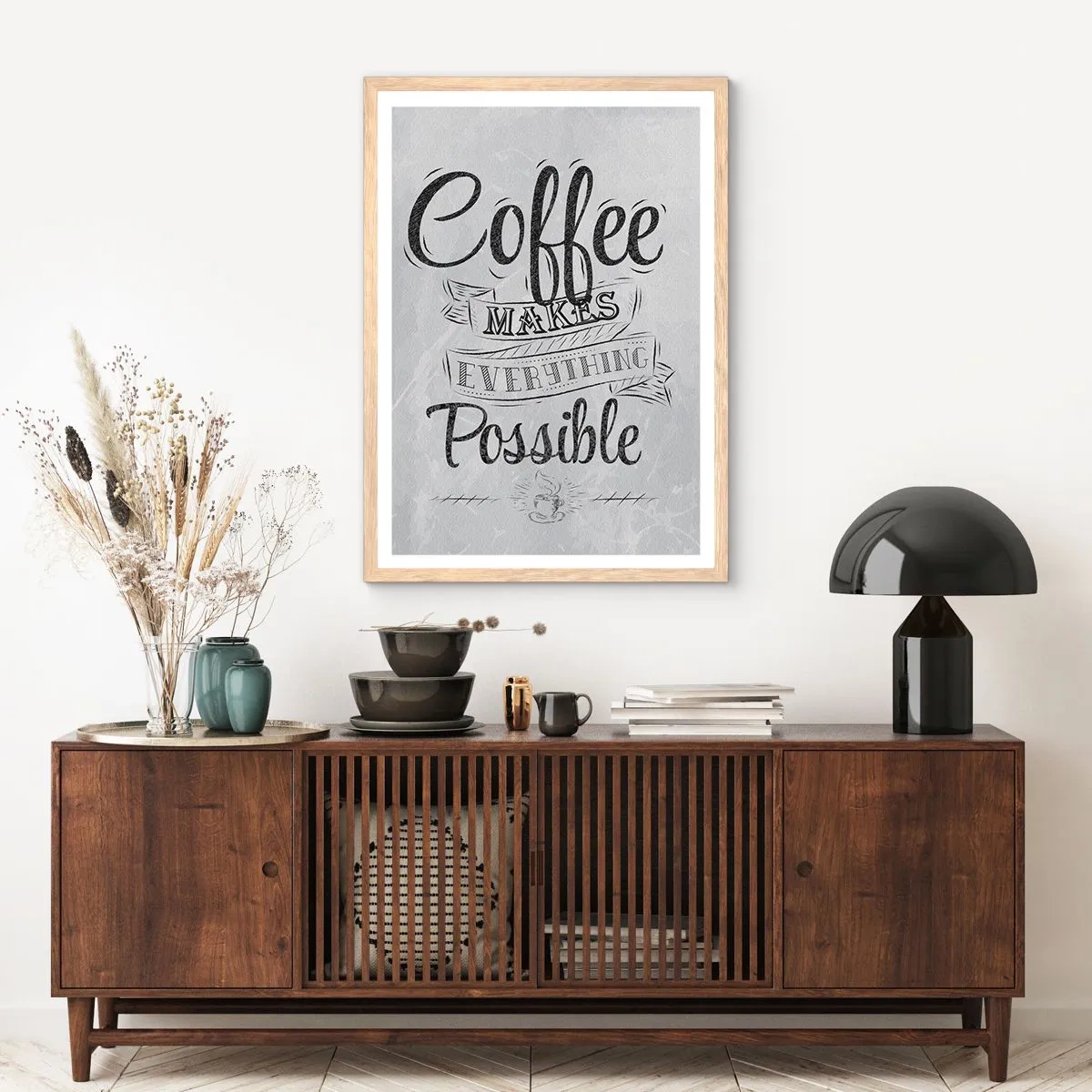 Affiche dans un chêne clair - Poster - Comment ne pas aimer le café maintenant - 40x50 cm