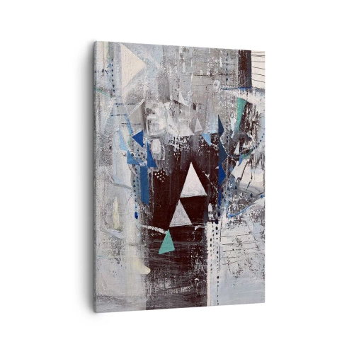 Impression sur toile - Image sur toile - Composition abstraite avec des triangles et des motifs géométriques - 50x70cm - Ordre prioritaire des triangles - Décoration murale moderne pour le salon et la chambre ARTTOR
