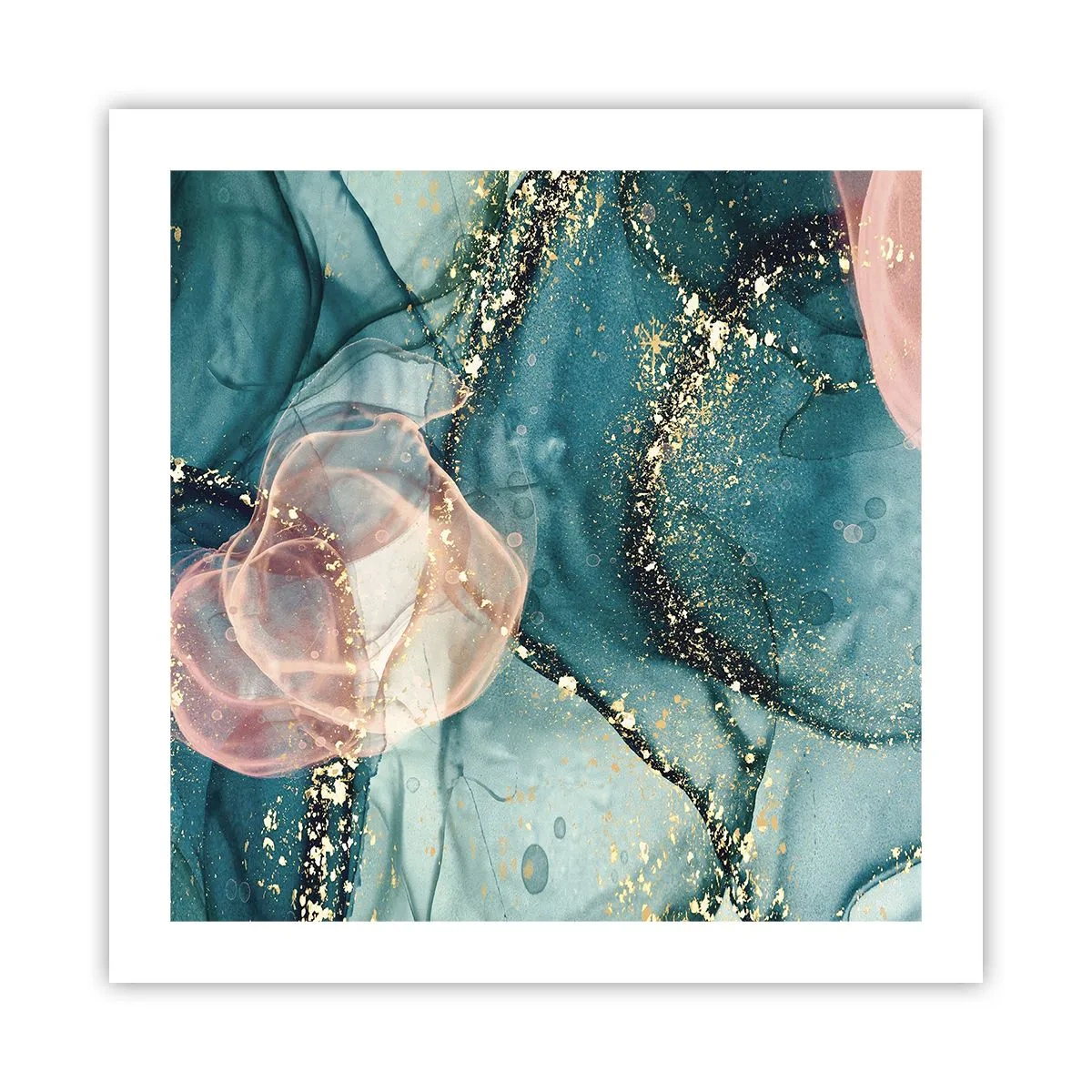 Affiche - Poster - Soie bleu, tulle rose - 50x50 cm