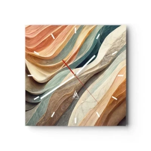 Horloge murale - Pendule murale - Vagues abstraites aux tons pastel - 30x30cm - Le moment avant le changement - Décoration murale moderne pour le salon et la chambre ARTTOR