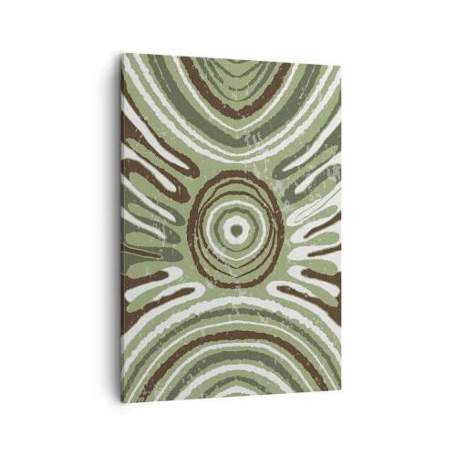 Impression sur toile - Image sur toile - Motifs abstraits dans les tons de vert et de marron - 50x70cm - Une explosion d'émotions - Décoration murale moderne pour le salon et la chambre ARTTOR