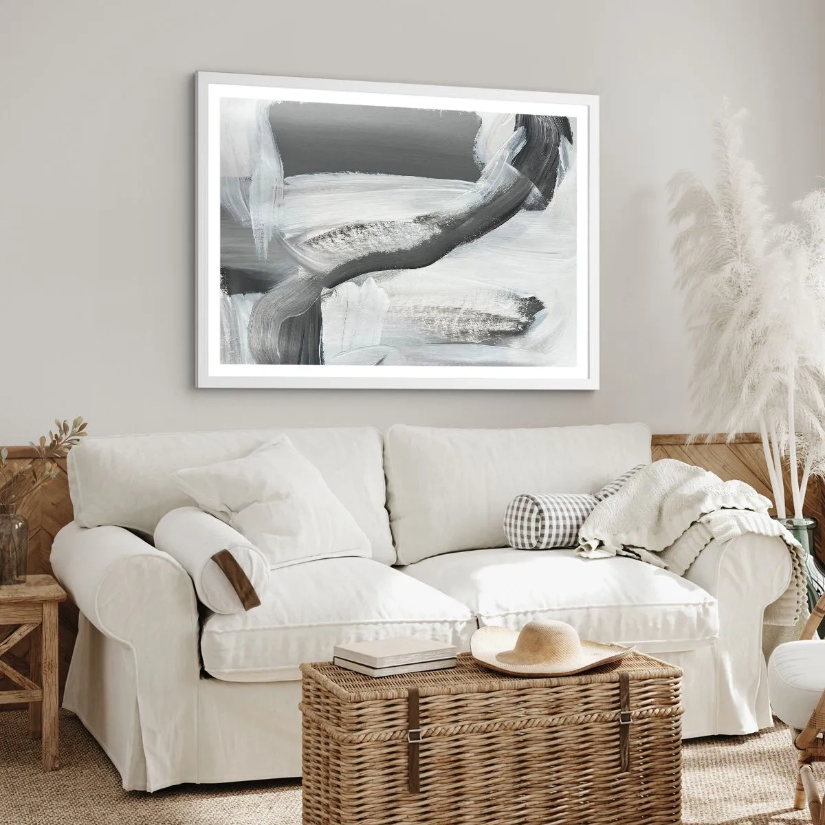 Affiche dans un cadre blanc - Poster - Un geste décisif - 70x50 cm