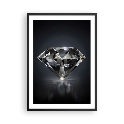Affiche dans un cadre noir - Poster - Un diamant brillant sur un fond sombre reflétant la lumière - 50x70cm - La meilleure amie - Décoration murale moderne pour le salon et la chambre ARTTOR
