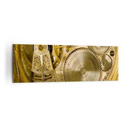 Impression sur toile - Image sur toile - Mécanisme de montre avec engrenages et détails visibles - 160x50cm - Marcher avec son temps - Décoration murale moderne pour le salon et la chambre ARTTOR