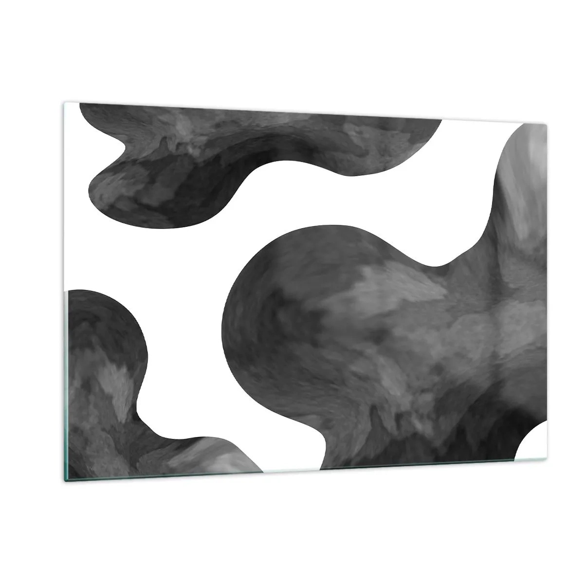 Impression sur verre - Image sur verre - Formes abstraites dans des tons noir et blanc - 120x80cm - La route du lait - Décoration murale moderne pour le salon et la chambre ARTTOR