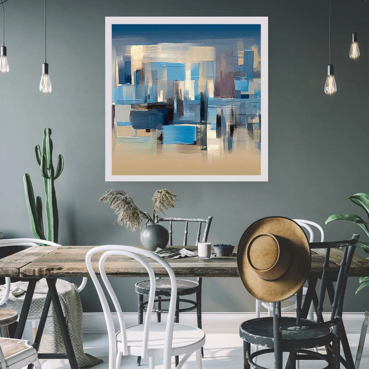 Affiche - Poster - Construction bleue - 40x40 cm