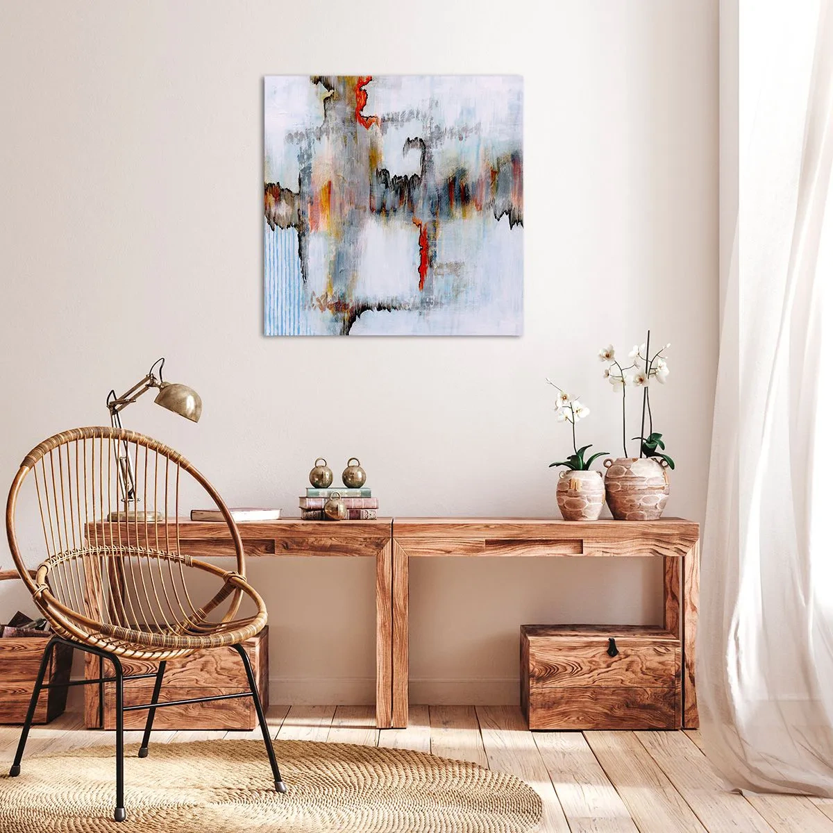 Impression sur toile - Image sur toile - Un bâton sur l'eau - 60x60 cm
