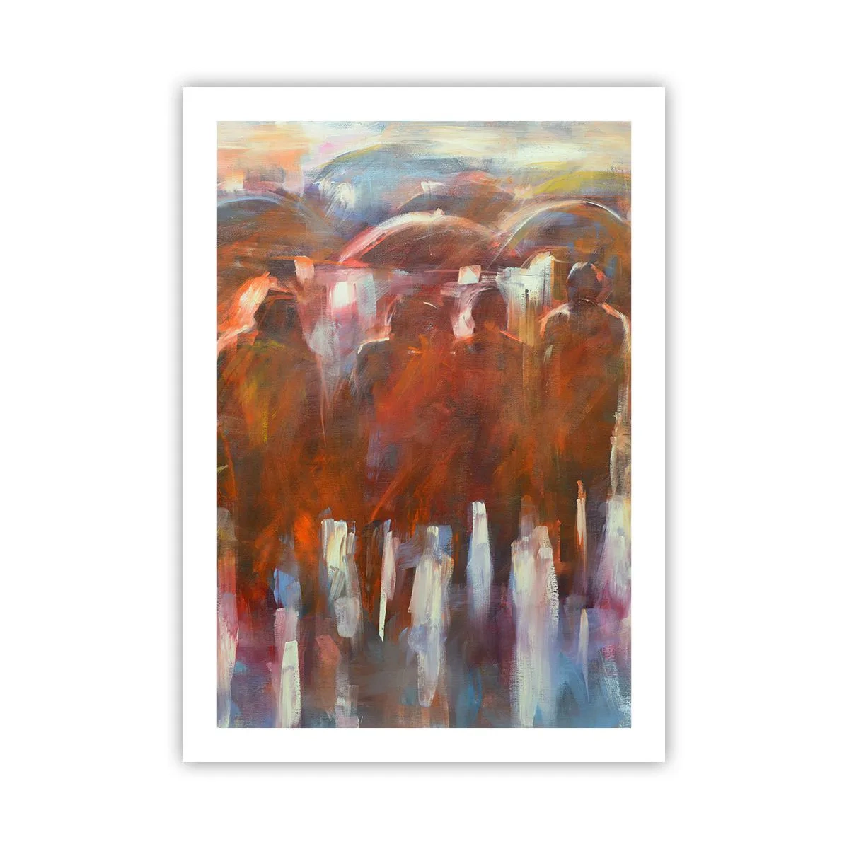 Affiche - Poster - Figures abstraites aux tons chauds - 50x70cm - Identiques sous la pluie et dans le brouillard - Décoration murale moderne pour le salon et la chambre ARTTOR