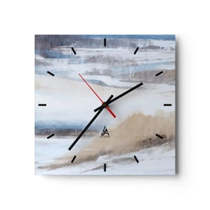 Horloge murale - Pendule murale - Paysage d'hiver abstrait dans les tons de blanc et de bleu - 30x30cm - Composition hivernale - Décoration murale moderne pour le salon et la chambre ARTTOR