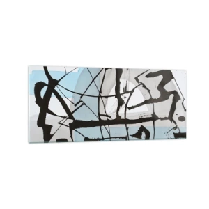 Impression sur verre - Image sur verre - Lignes et formes abstraites en bleu et noir - 120x50cm - Bleu malgré tout - Décoration murale moderne pour le salon et la chambre ARTTOR