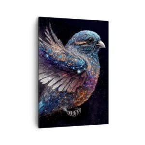 Impression sur toile - Image sur toile - Un moineau de style spatial avec un éclat de diamant - 50x70cm - Moineau de diamant - Décoration murale moderne pour le salon et la chambre ARTTOR