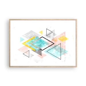 Affiche dans un chêne clair - Poster - Géométrie facile - 100x70 cm