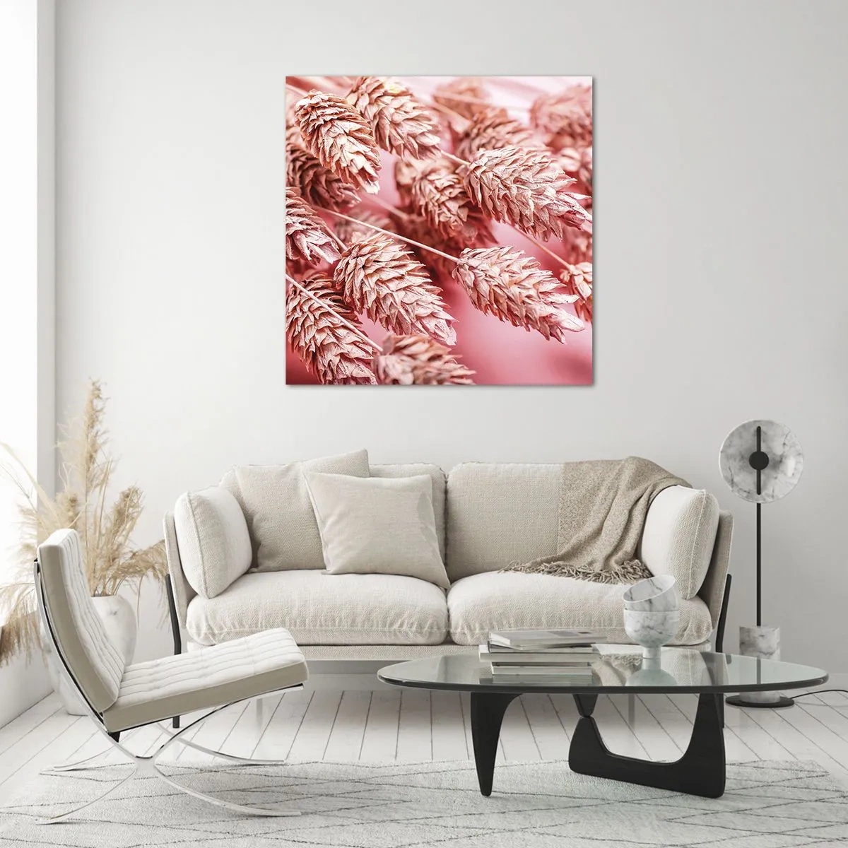 Impression sur verre - Image sur verre - Une cascade florale en rose - 40x40 cm