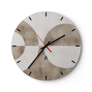 Horloge murale - Pendule murale - Motif géométrique avec des demi-cercles dans les tons beiges - 30x30cm - Similitudes et différences - Décoration murale moderne pour le salon, la cuisine et la chambre ARTTOR