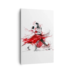 Impression sur toile - Image sur toile - Danseurs dans une danse dynamique aux accents rouges - 80x120cm - Tango - le rythme de la passion - Décoration murale moderne pour le salon et la chambre ARTTOR