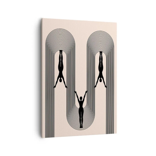 Impression sur toile - Image sur toile - Silhouettes géométriques sur fond beige - 50x70cm - Les jambes en l’air - Décoration murale moderne pour le salon et la chambre ARTTOR