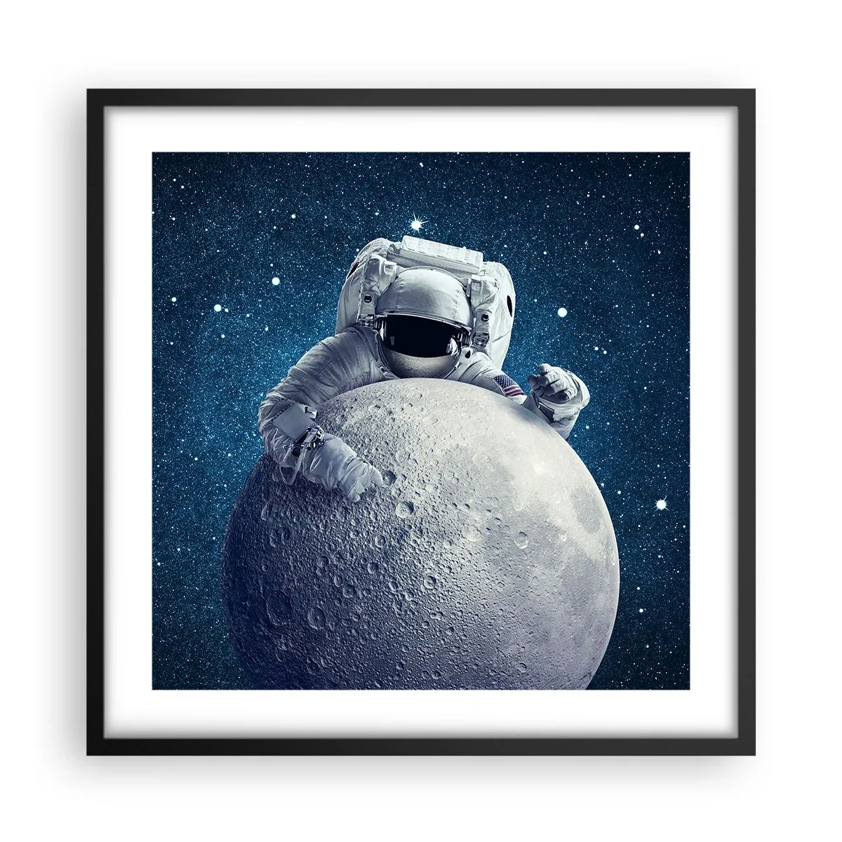 Affiche dans un cadre noir - Poster - Comique de l'espace - 50x50 cm