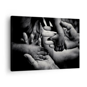Impression sur toile - Image sur toile - Mains noires et blanches de différentes générations - 70x50cm - Être humain - Décoration murale moderne pour le salon et la chambre ARTTOR