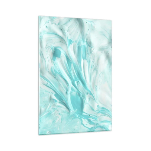 Impression sur verre - Image sur verre - Un motif abstrait dans des tons pastel de bleu et de blanc. - 80x120cm - Ensemble pour toujours - Décoration murale moderne pour le salon et la chambre ARTTOR