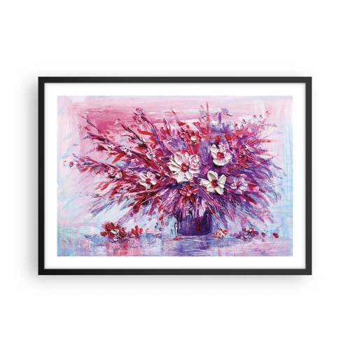 Affiche dans un cadre noir - Poster - Un bouquet de fleurs colorées dans des tons de rose et de violet - 70x50cm - Innocence et passion - Décoration murale moderne pour le salon et la chambre ARTTOR