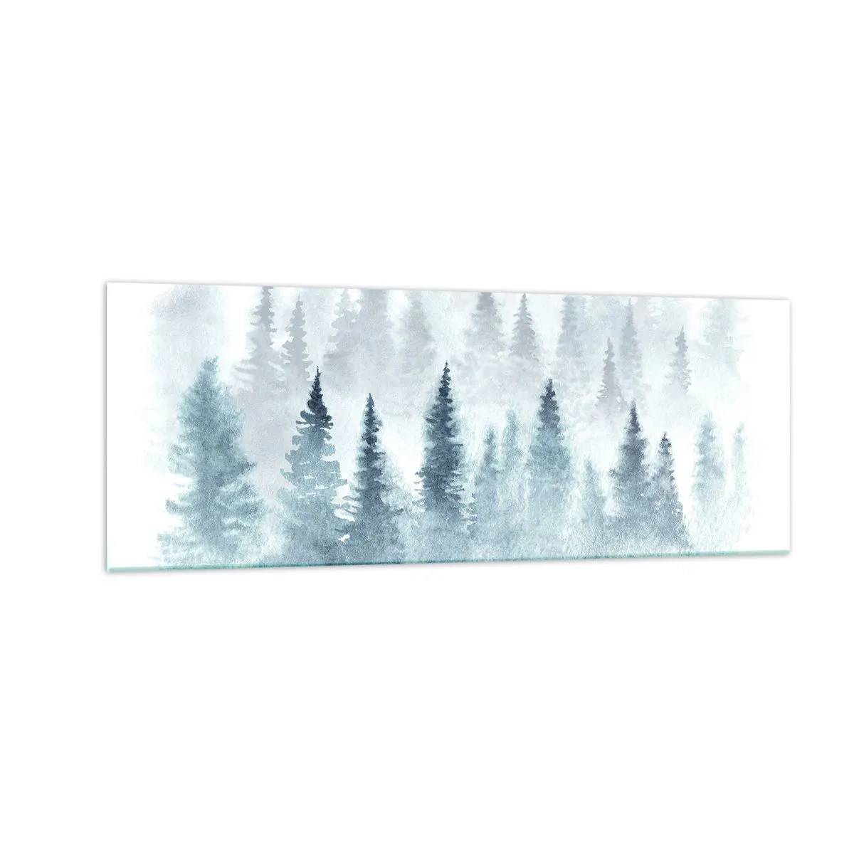 Impression sur verre - Image sur verre - Forêts de conifères baignées d'un brouillard délicat - 140x50cm - Enveloppé de brouillard - Décoration murale moderne pour le salon et la chambre ARTTOR
