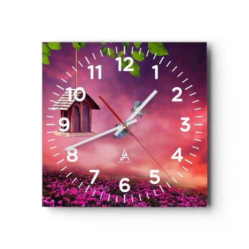 Horloge murale - Pendule murale - Invitation à dîner - 30x30 cm