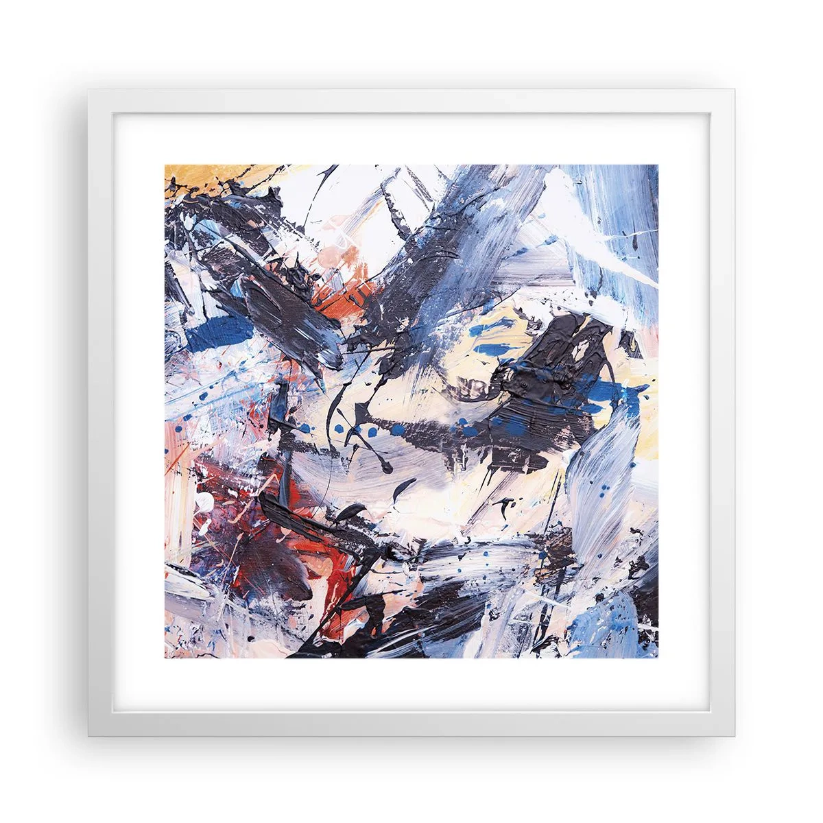 Affiche dans un cadre blanc - Poster - La danse folle de l'abstrait - 40x40 cm