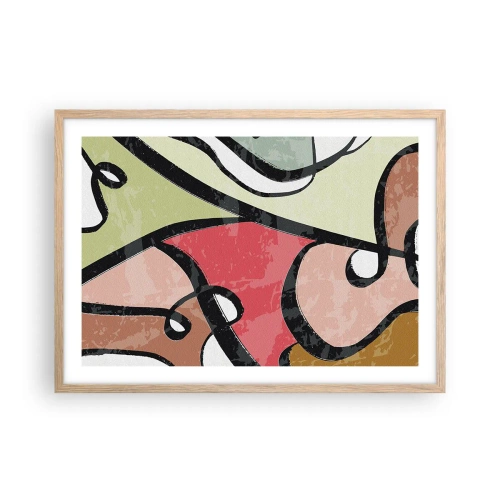 Affiche dans un chêne clair - Poster - Pirouettes parmi les couleurs - 70x50 cm